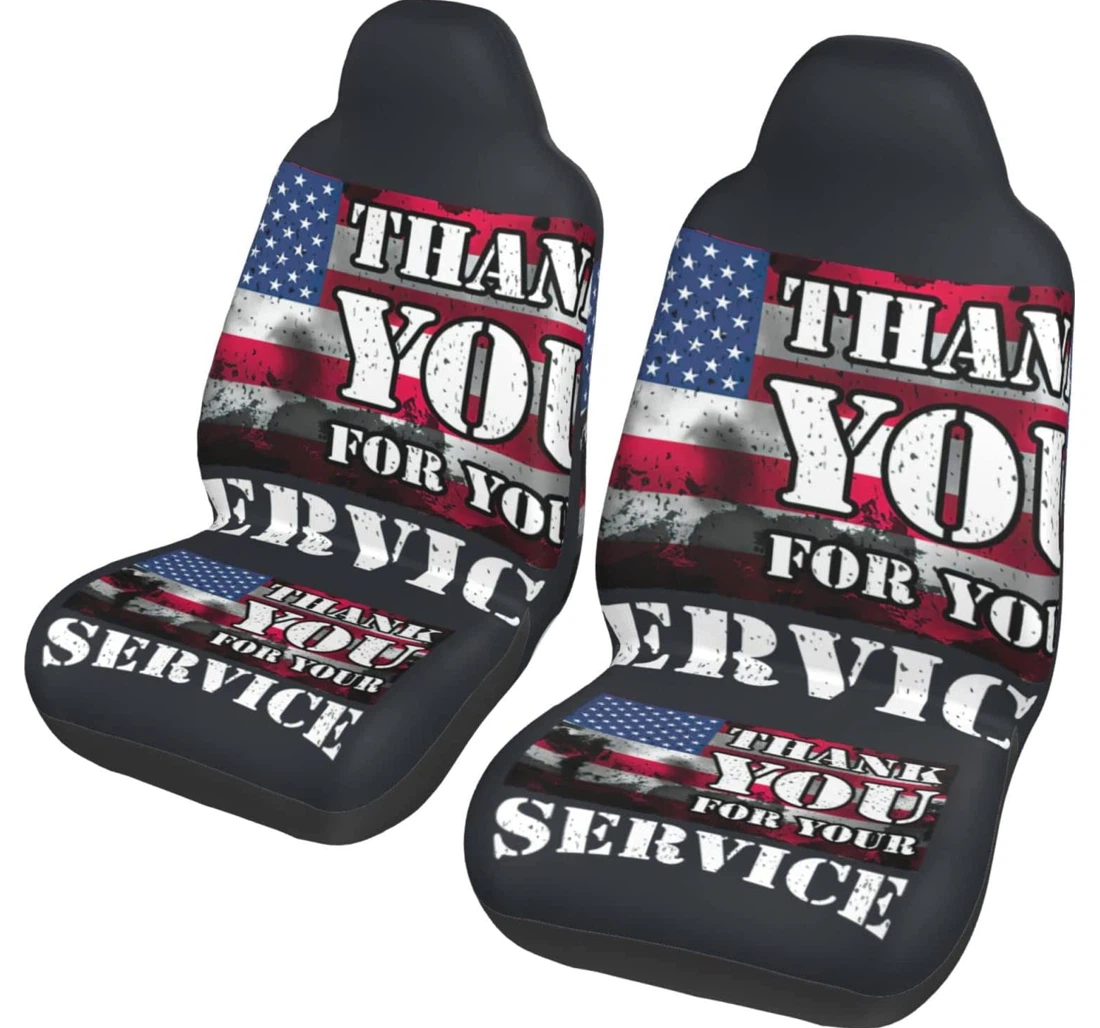 Thank You For Your Service Patriotic Veterans Universal Front Car Seat Cover