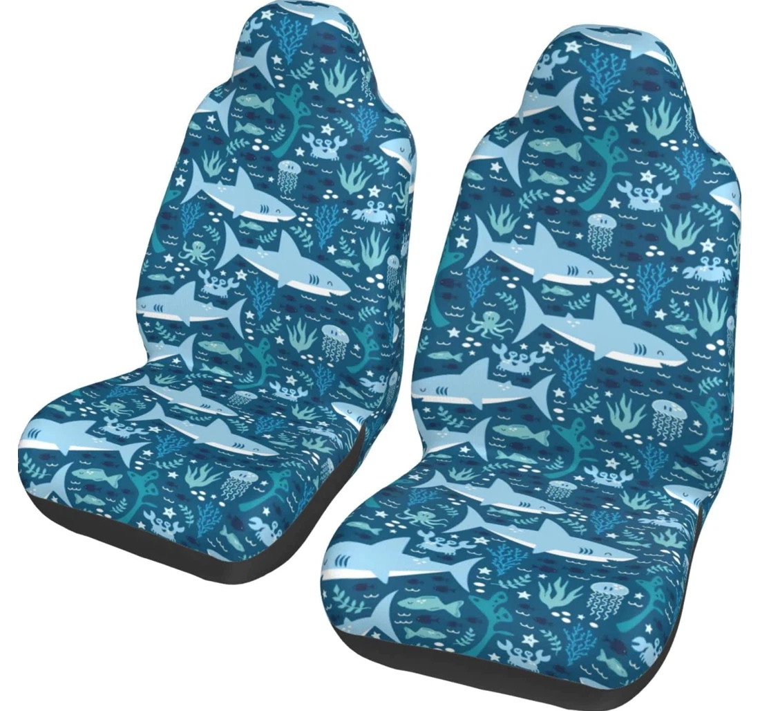 Happy Sharks Universal Front Car Seat Cover