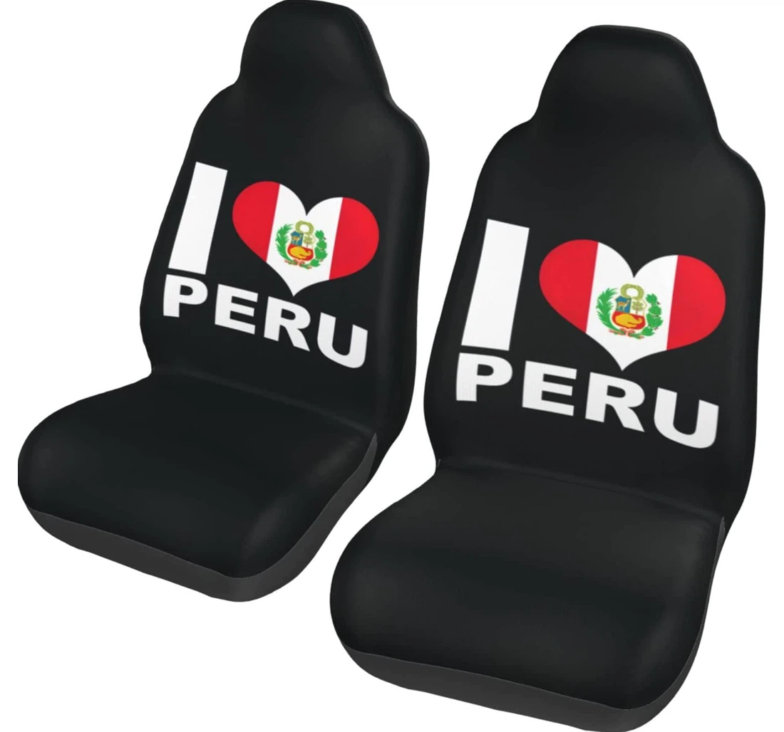 I Love Peru Heart Universal Front Car Seat Cover