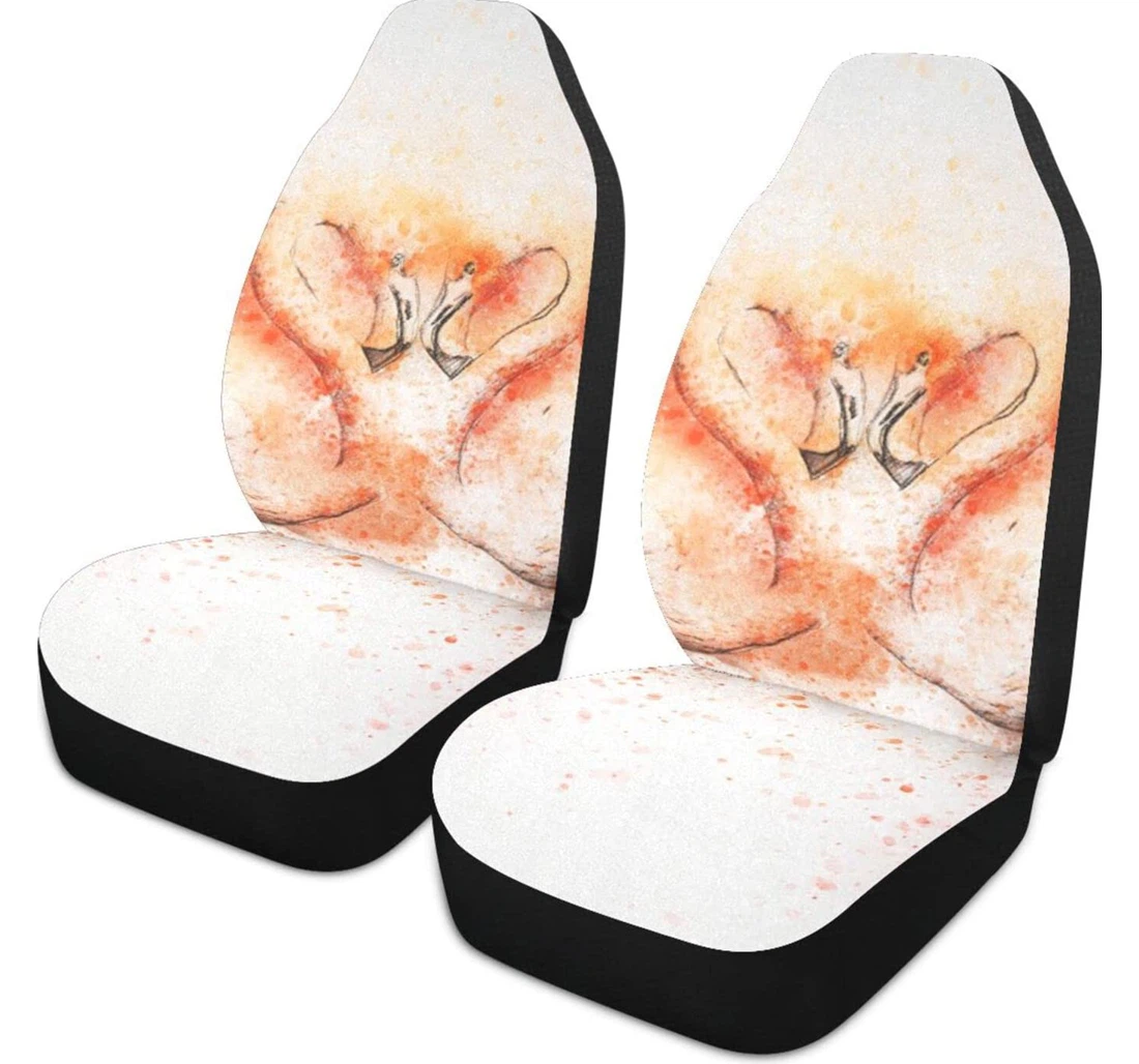 Bird Pink Flamingo Animal Art Abstract Vintage Universal Front Car Seat Cover