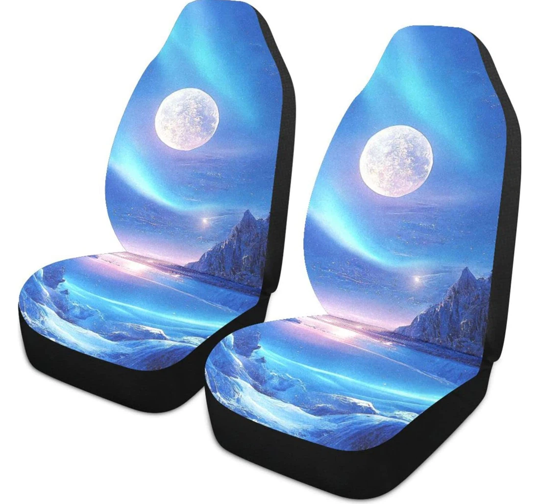 Blue Glacier Under The Moon Universal Front Car Seat Cover