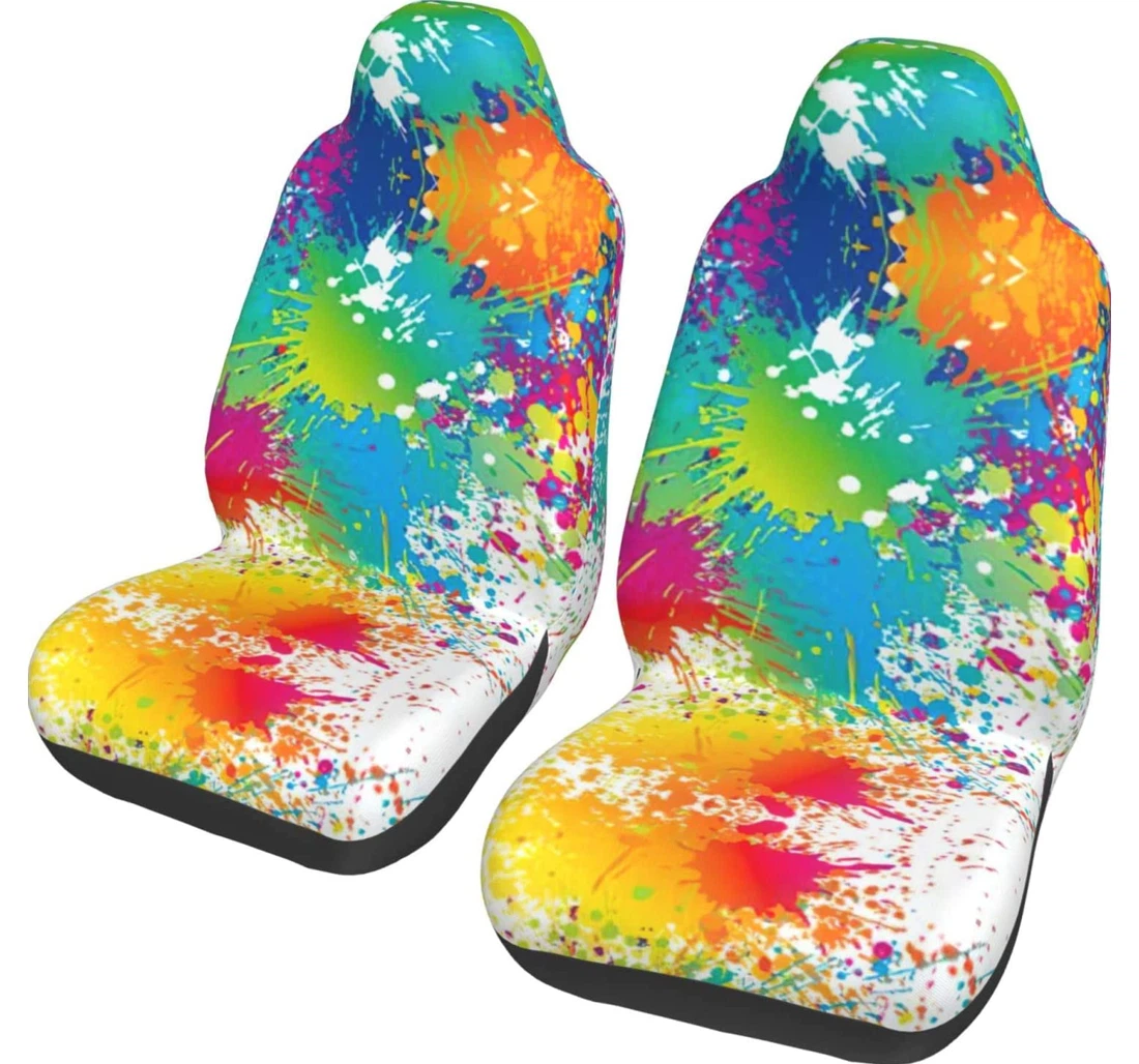 Funny Paint Drop Splatter Colorful Universal Front Car Seat Cover