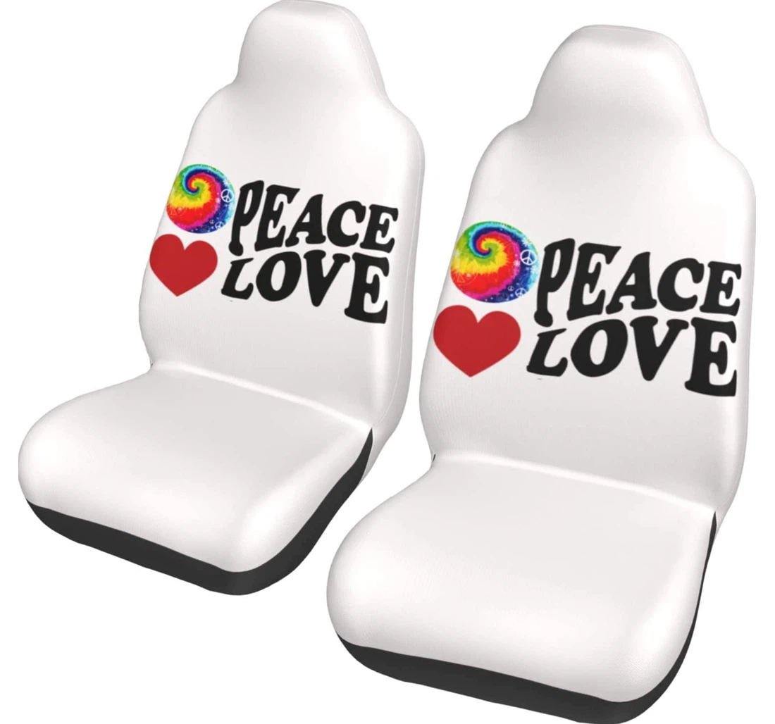 Peace Sign Love 60s 70s Tie Dye Hippie Universal Front Car Seat Cover