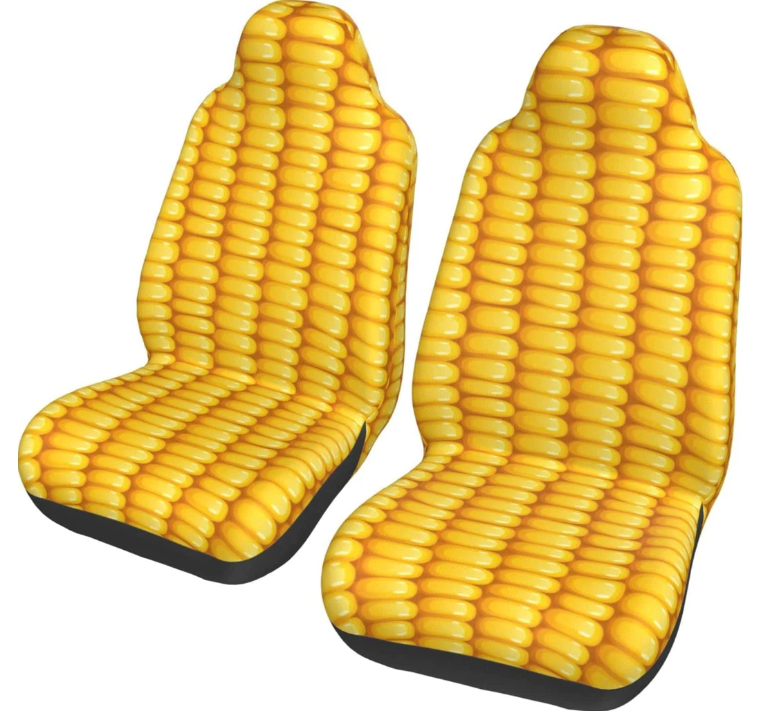 Fresh Ripe Corn Cobs Pattern Universal Front Car Seat Cover