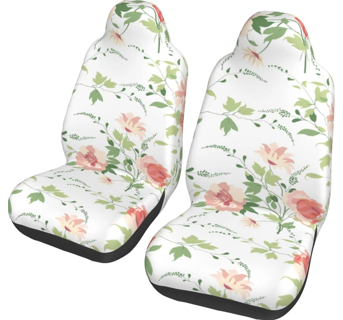 Floral Flower Pink Universal Front Car Seat Cover