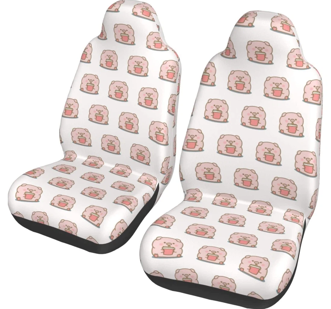 Cute Cartoon Pig Pattern Universal Front Car Seat Cover