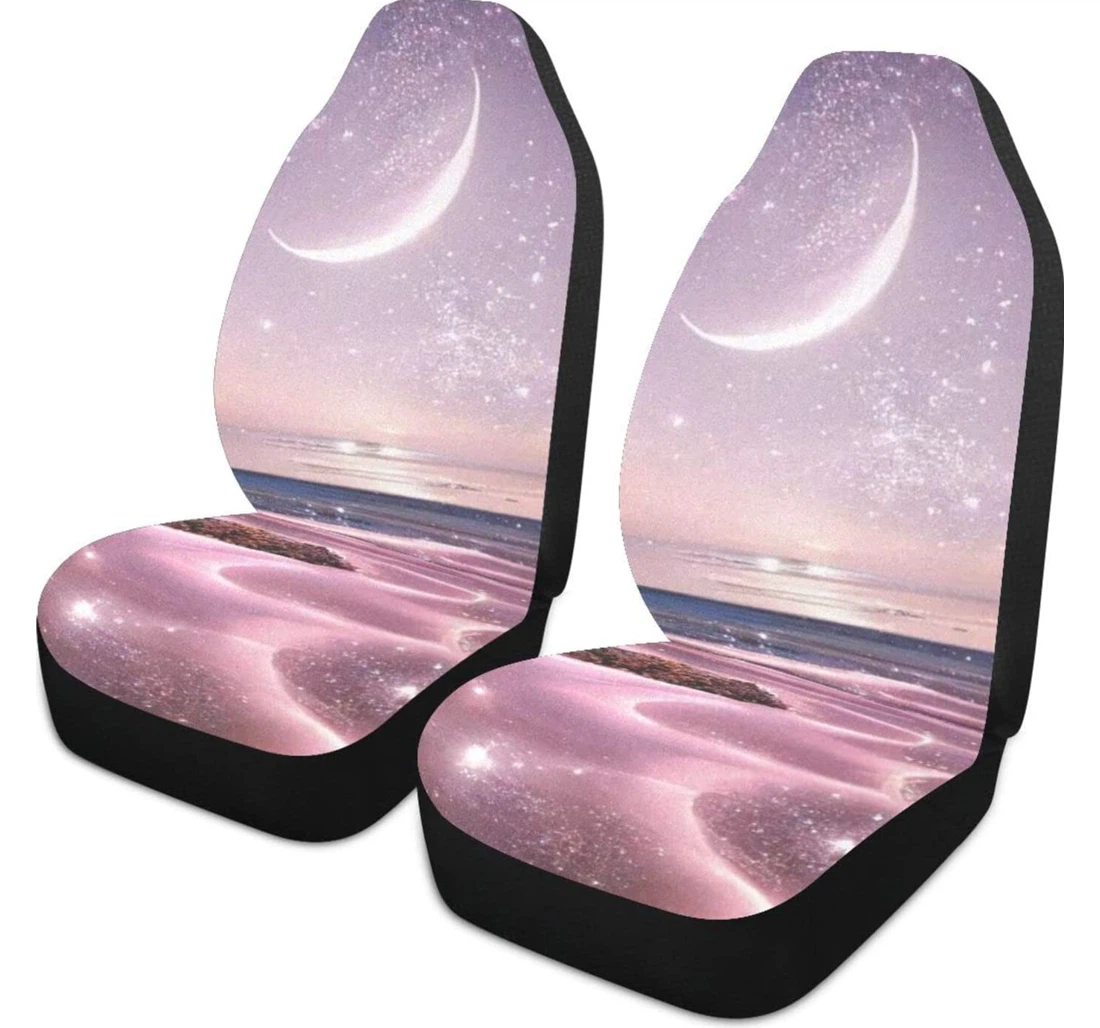The Pink Sea Under The Moonlight Universal Front Car Seat Cover