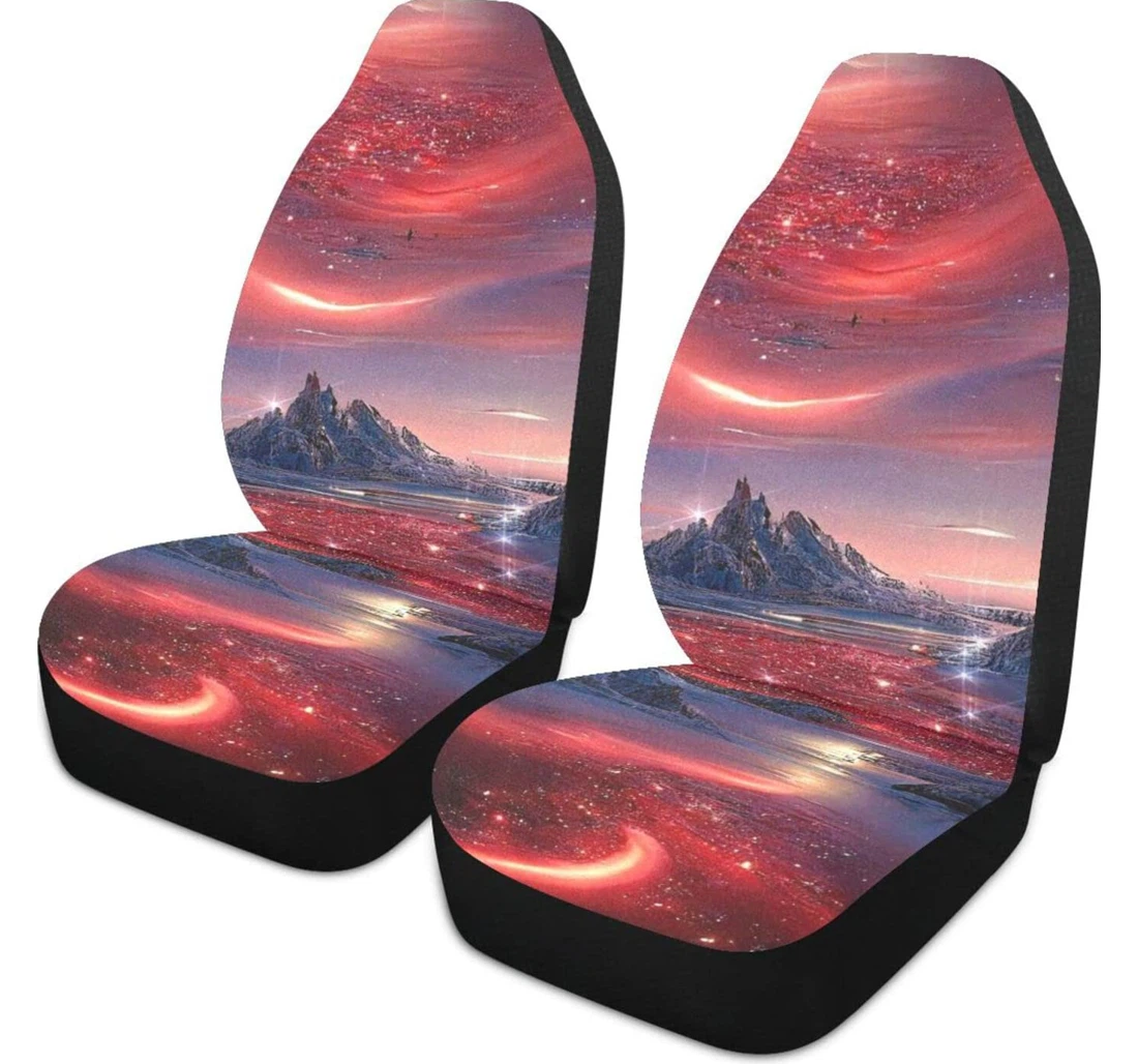 The Red River Is Reflected In The Night Sky Universal Front Car Seat Cover