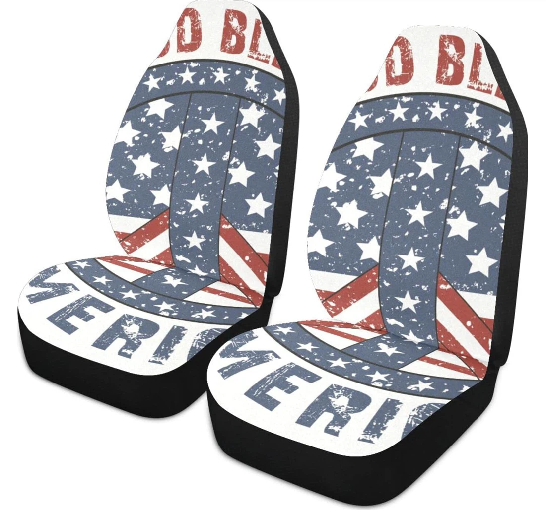 God Bless Peace Symbol Peace Sign America Star Stripe Universal Front Car Seat Cover