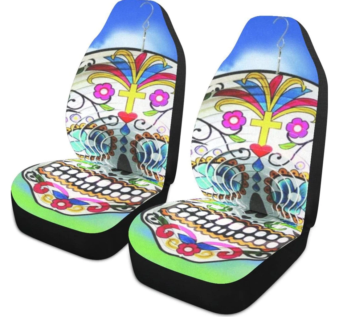 Skull Artistic Cartoon Universal Front Car Seat Cover