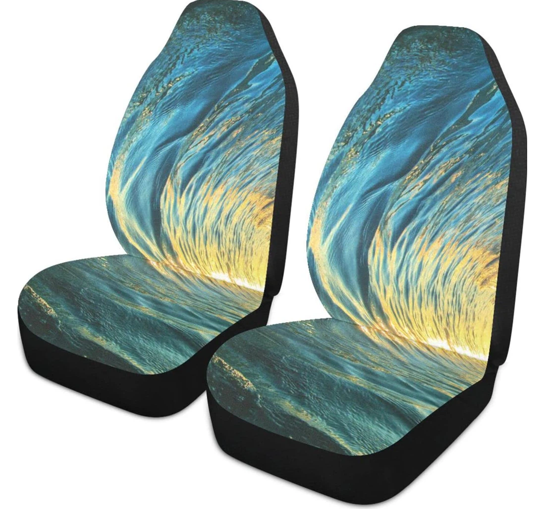 The Waves Under The Beautiful Sunset Universal Front Car Seat Cover