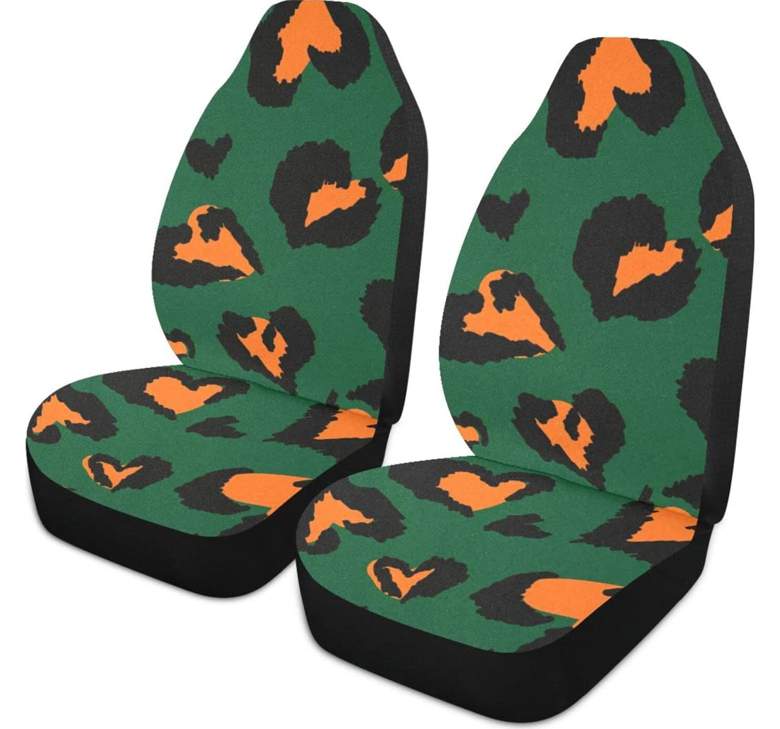 Green-red Leopard Universal Front Car Seat Cover