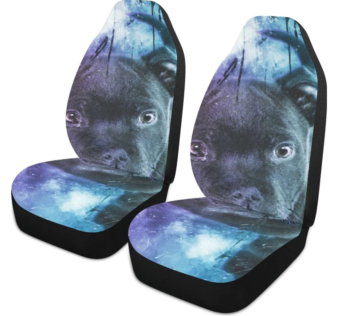 Black Puppy Digital Art Universal Front Car Seat Cover