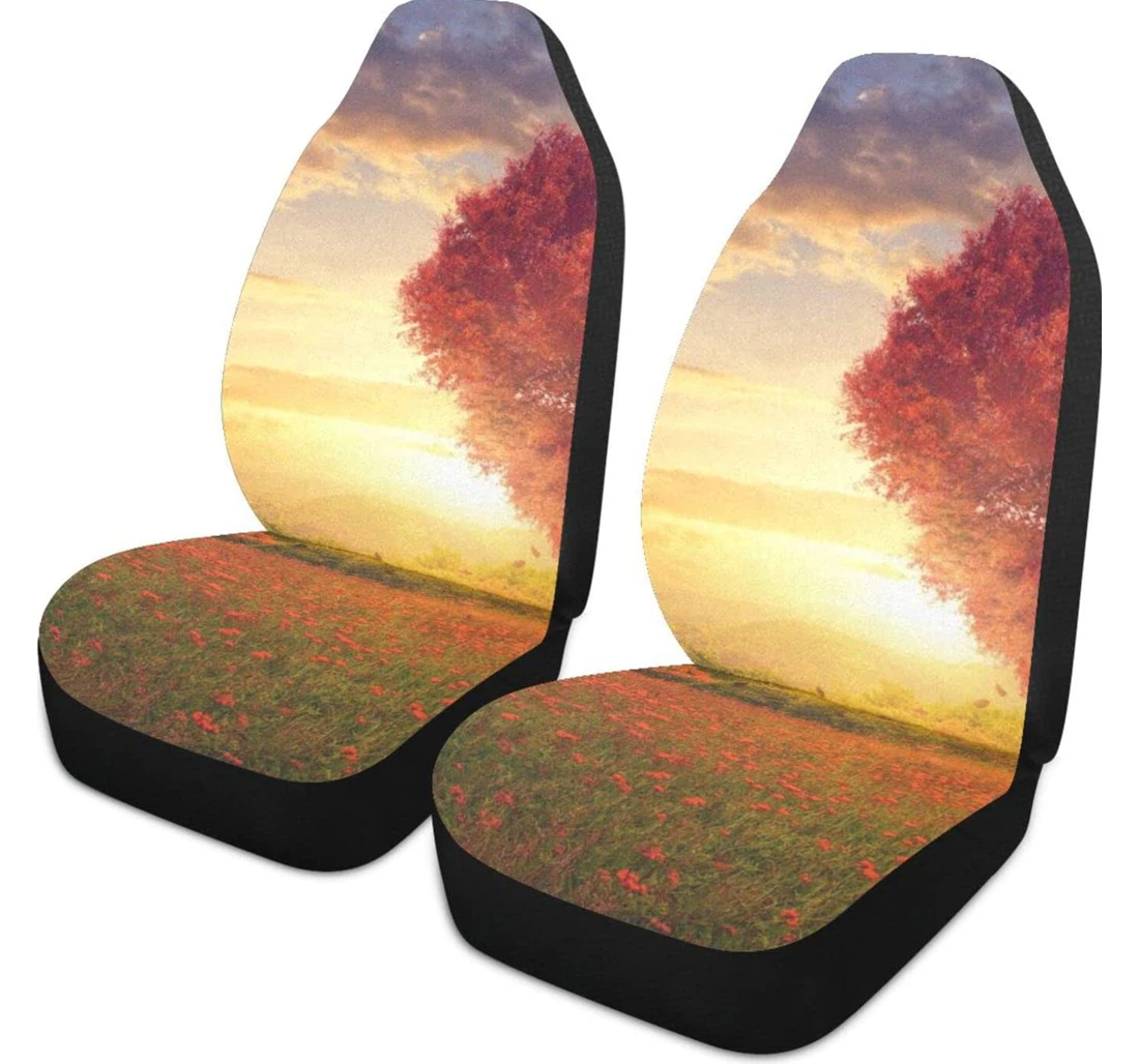 Red Heart-shaped Universal Front Car Seat Cover