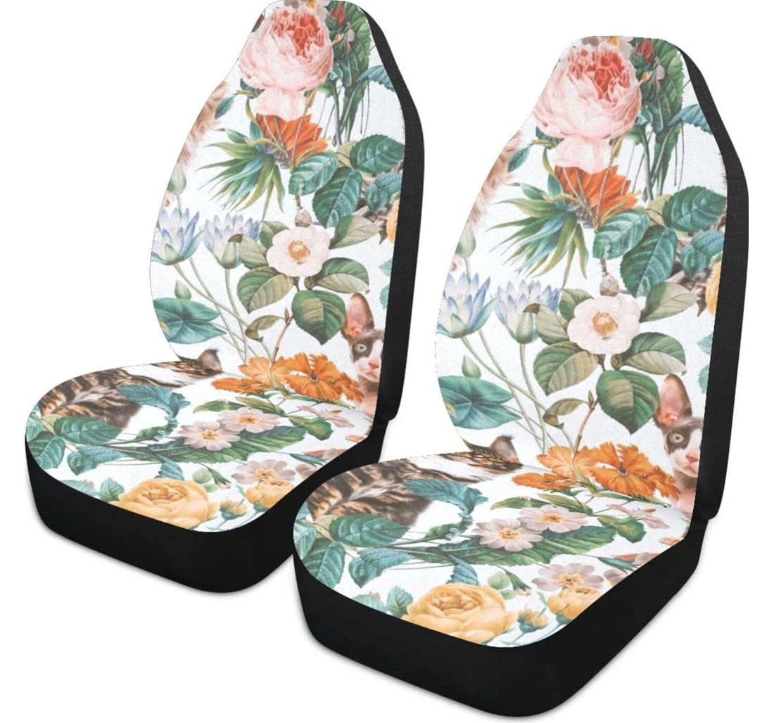 Flower Cat Universal Front Car Seat Cover