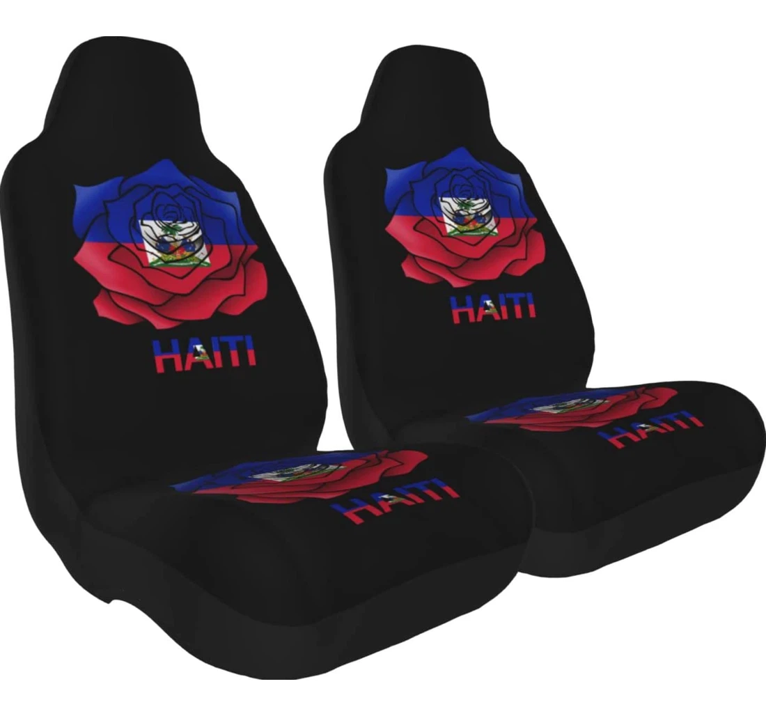Haiti Flag Roses Universal Front Car Seat Cover