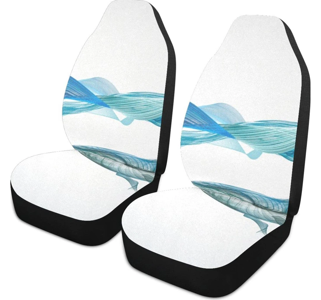 Underwater Whale Fish Illustration Art Universal Front Car Seat Cover