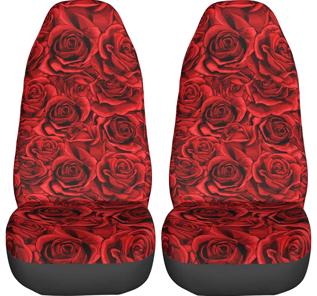 Foruidea Red Rose Trucks Universal Front Car Seat Cover