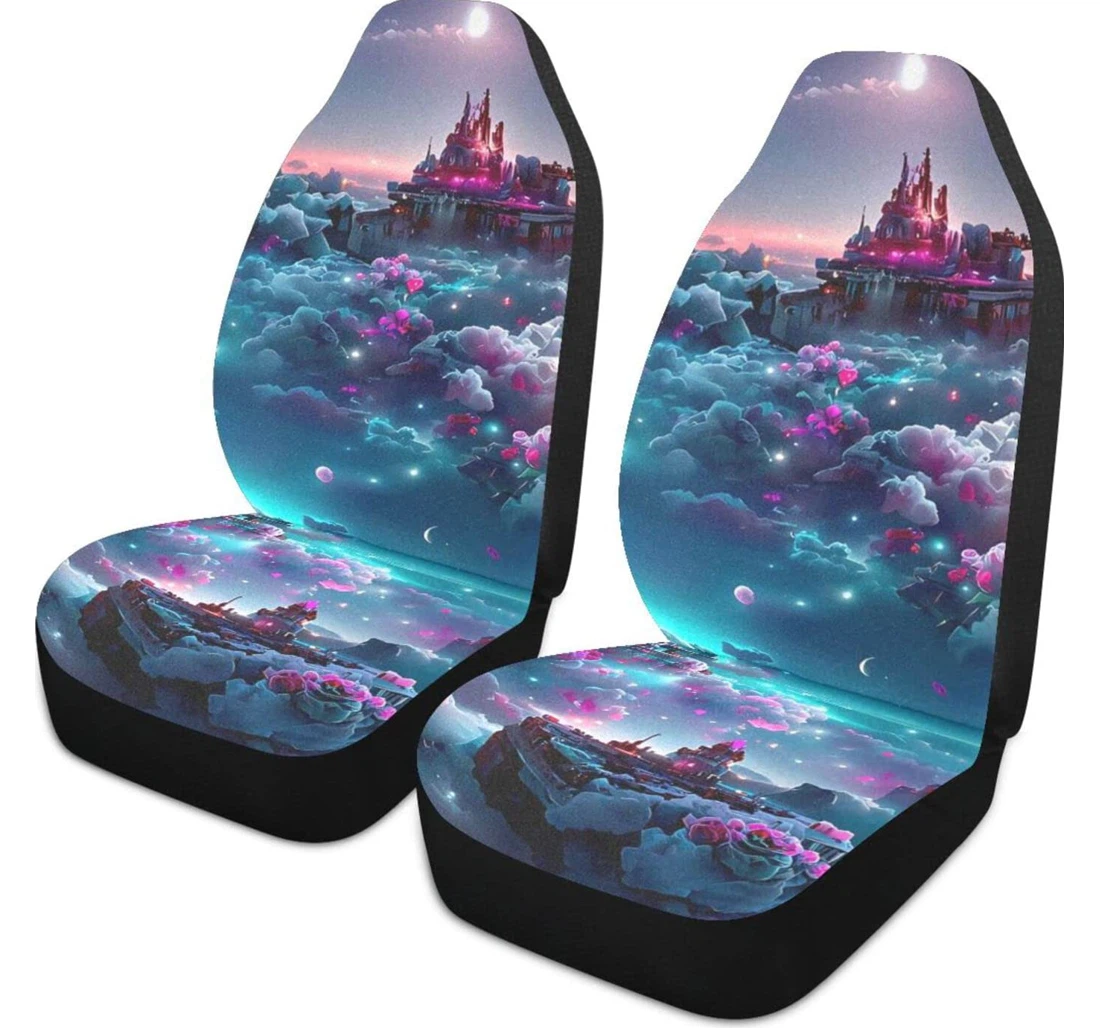 A Dreamy Castle At Night Universal Front Car Seat Cover