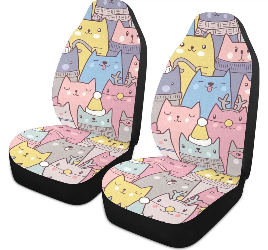 Cute Cartoon Cat Universal Front Car Seat Cover