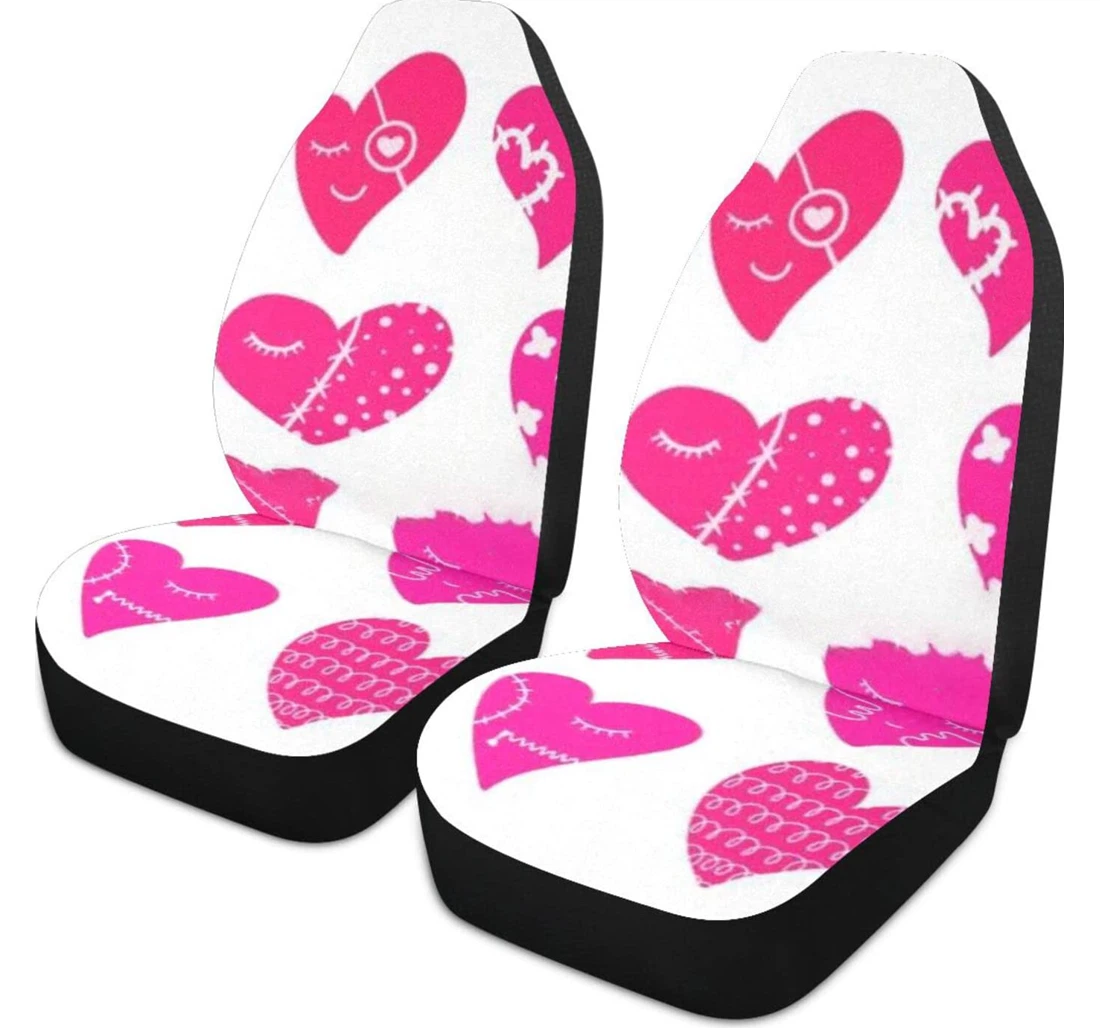Red Heart-shaped Universal Front Car Seat Cover