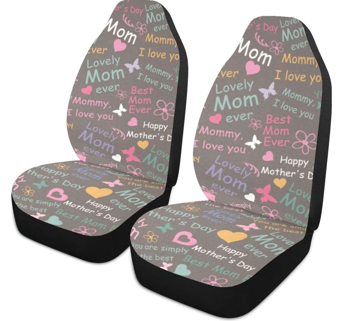 I Love You Mom Universal Front Car Seat Cover