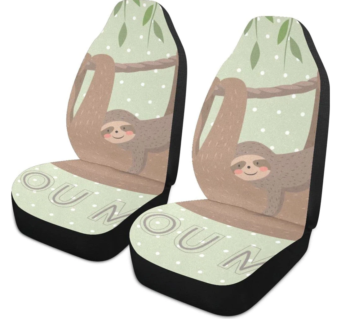 I Love You Sloth Mom Happy Holiday Universal Front Car Seat Cover