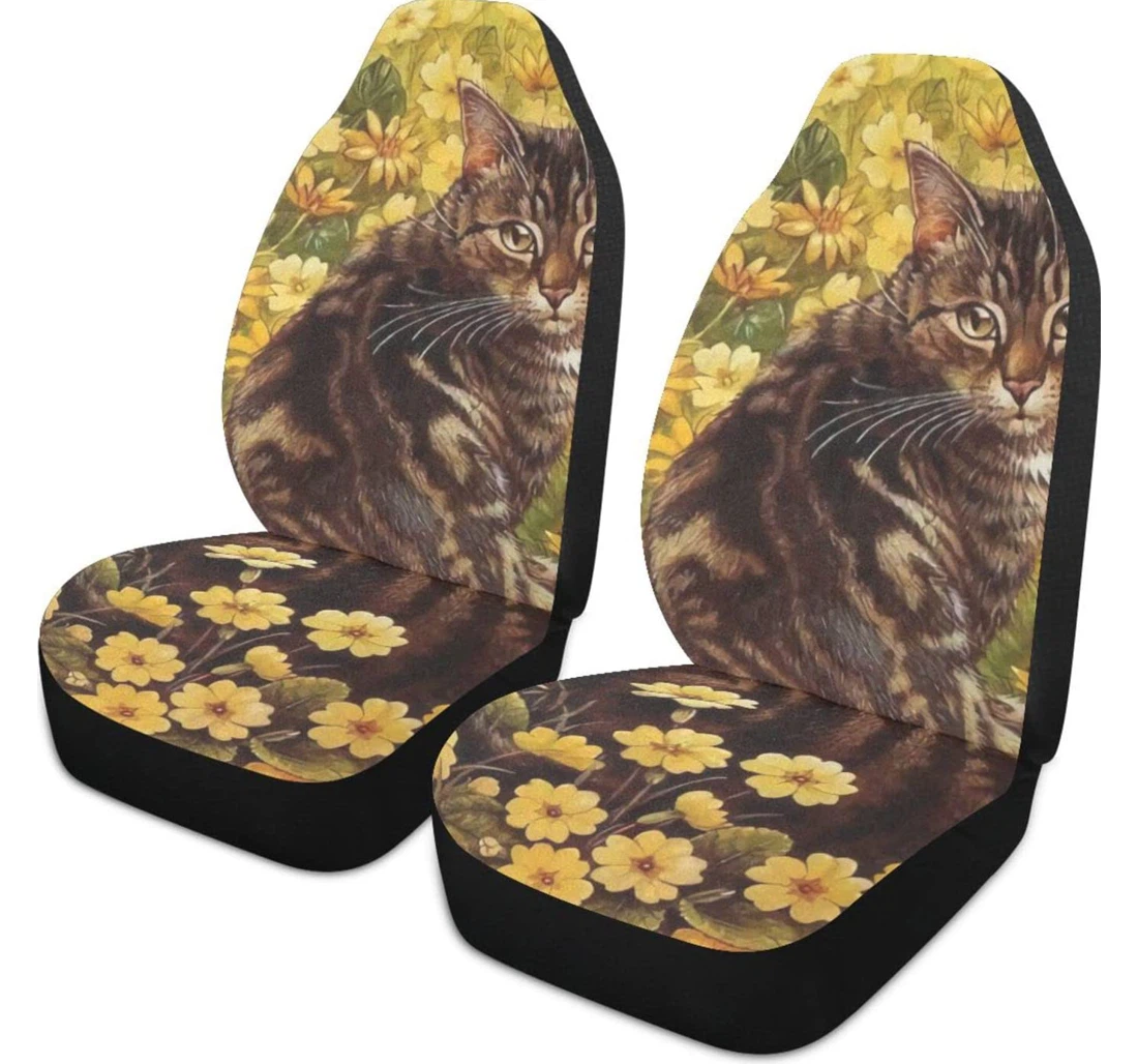 The Civet Cat In The Flowers Universal Front Car Seat Cover