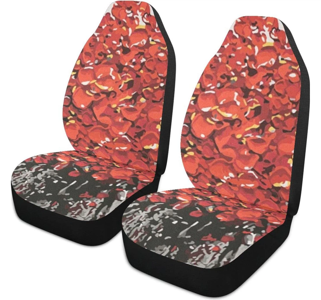 Red Heart-shaped Universal Front Car Seat Cover