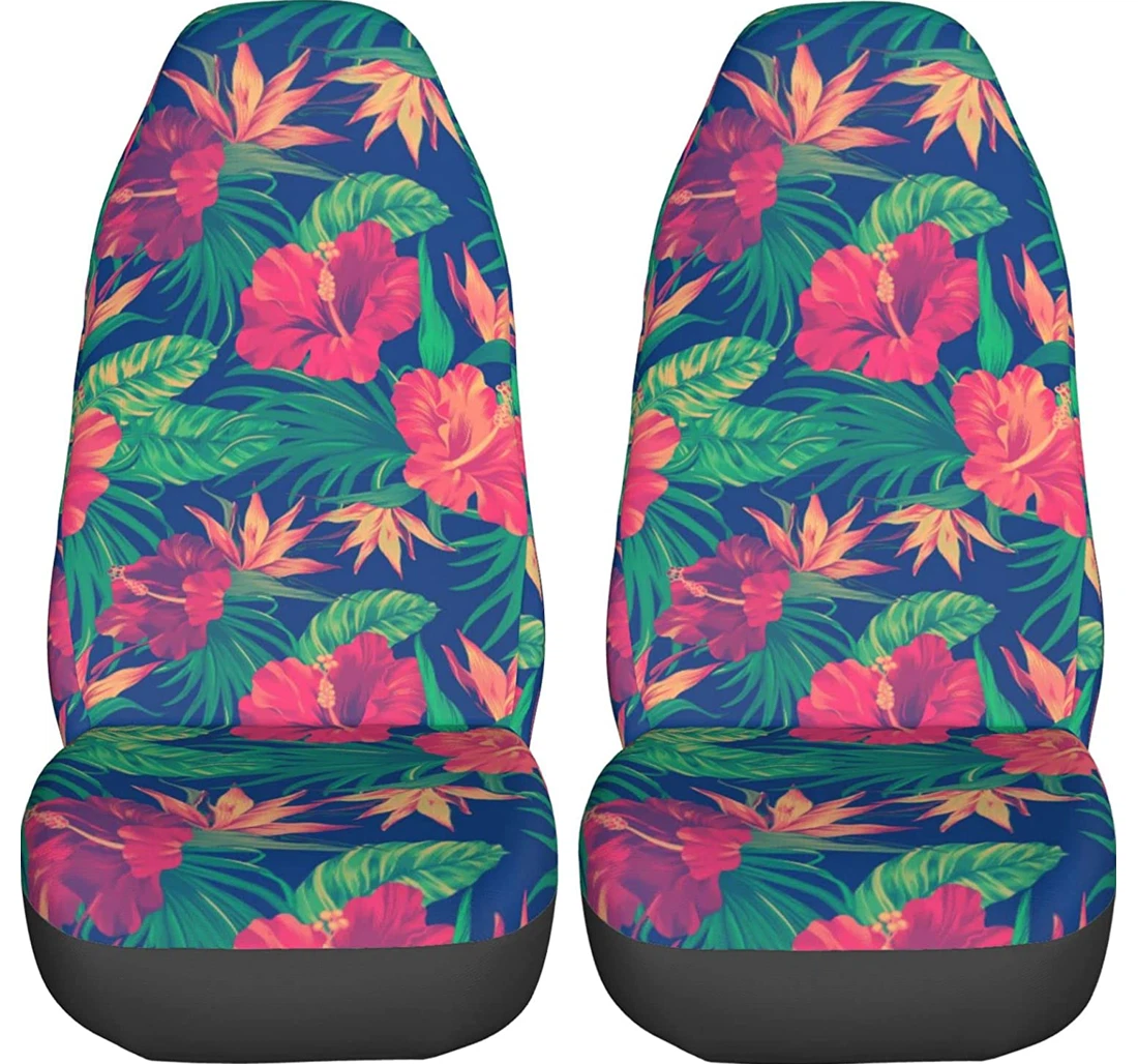 Tropical Flowers Patten Universal Front Car Seat Cover