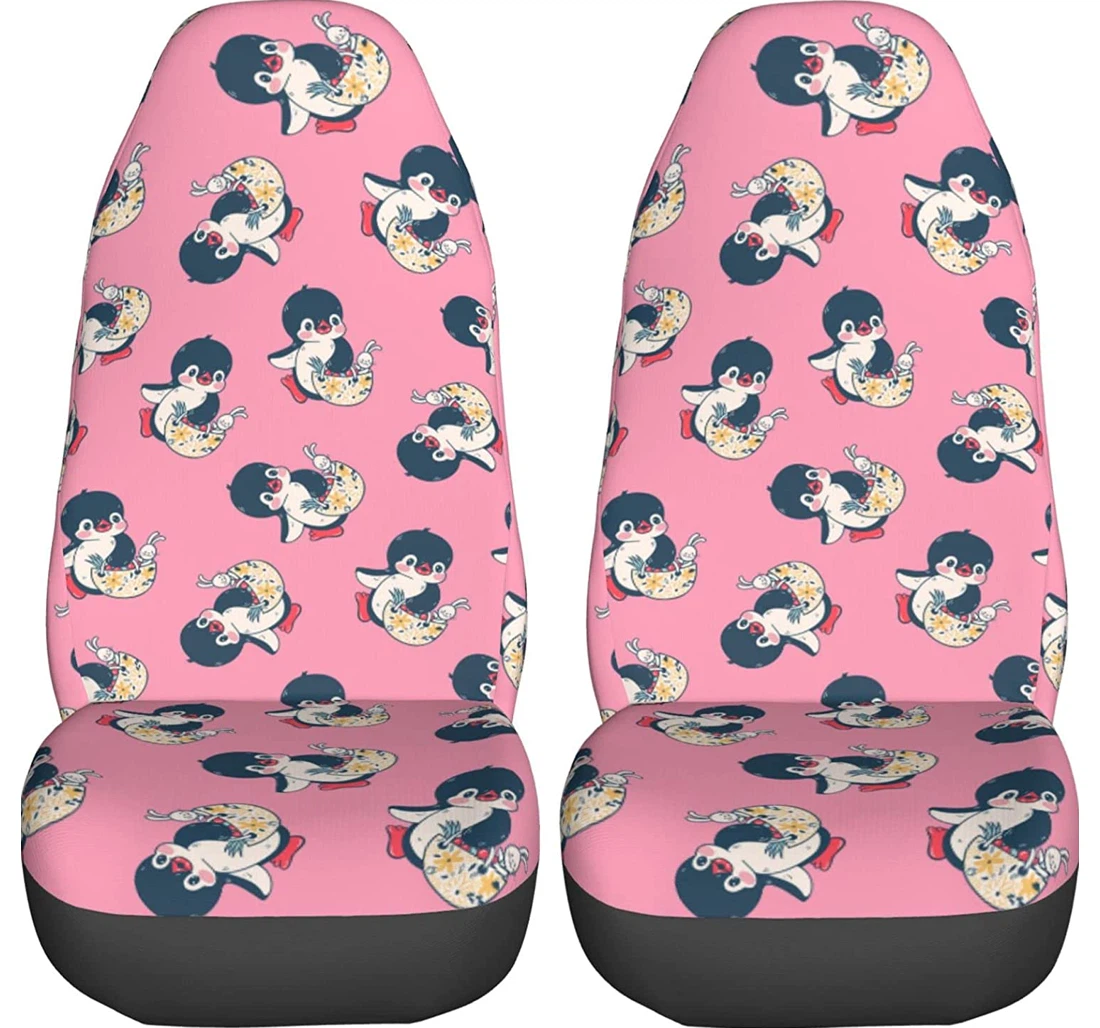 Cute Penguins In The Shop Universal Front Car Seat Cover