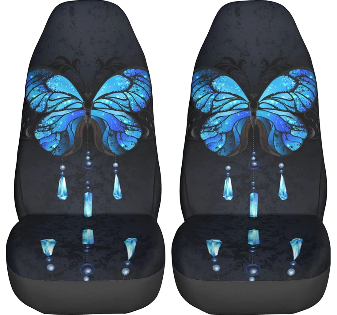 Detailed Morpho Butterfly With Blue Universal Front Car Seat Cover
