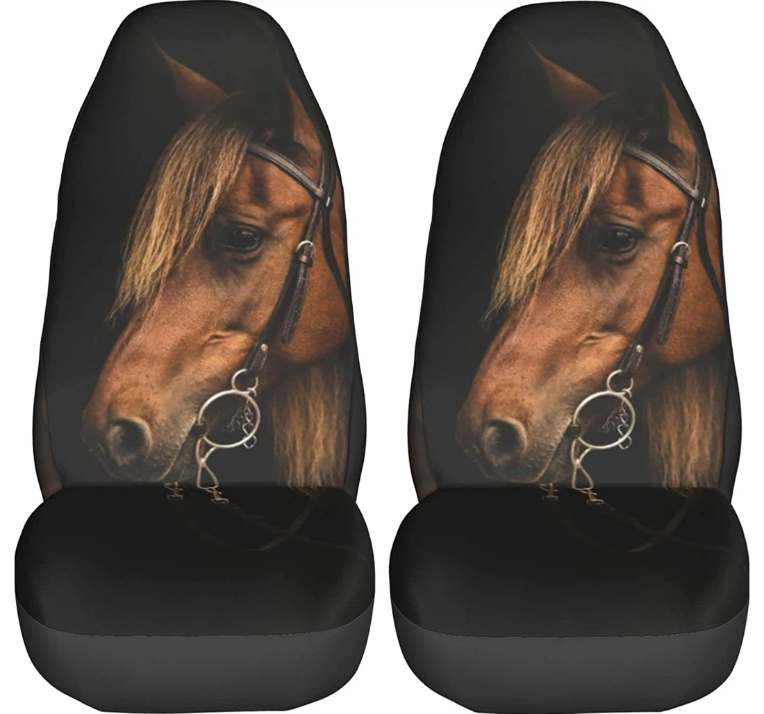 Cool Brown Horse Universal Front Car Seat Cover