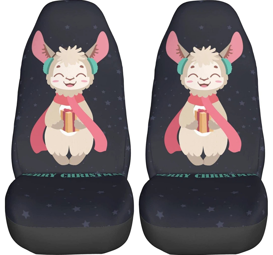 Christmas Happy Llama Universal Front Car Seat Cover