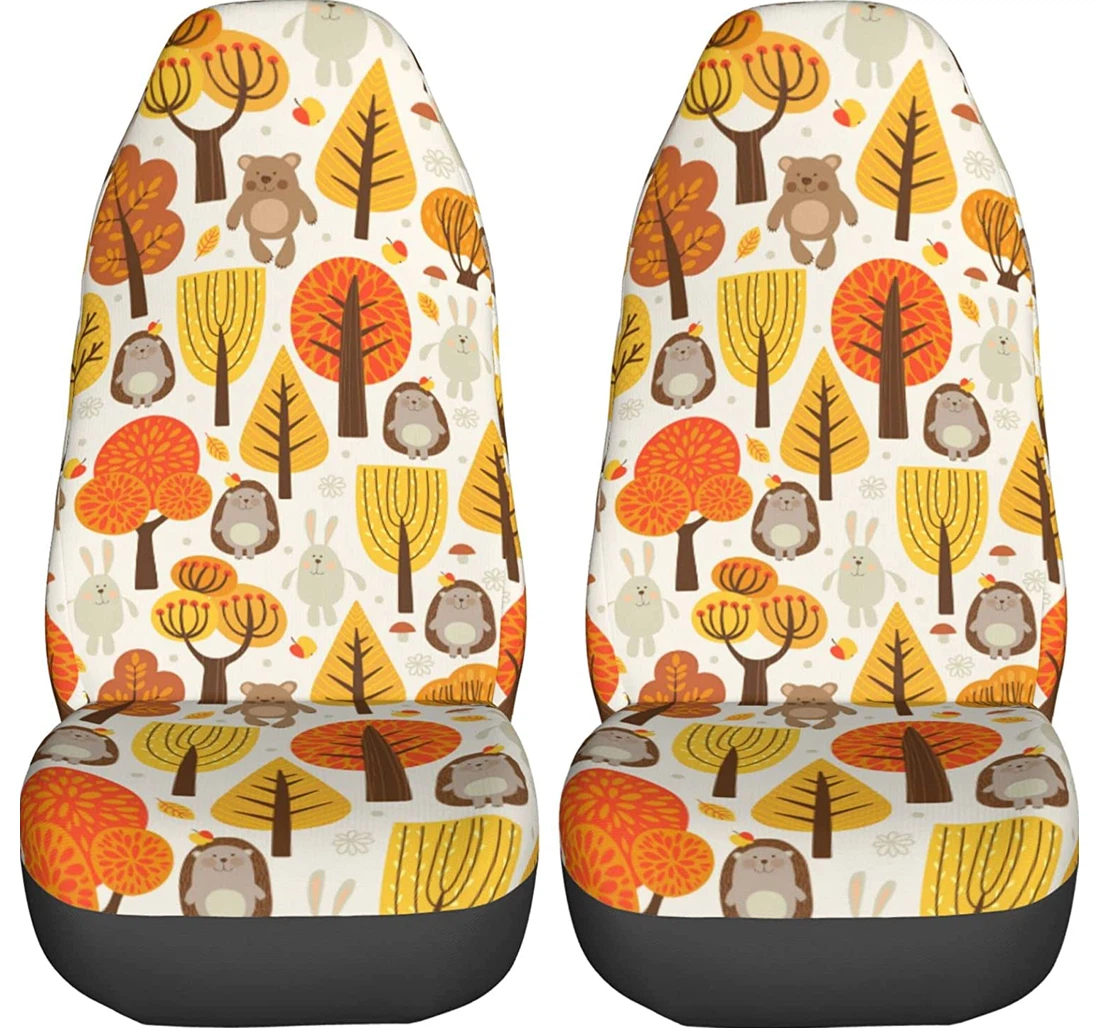 Autumn Woodland Animals Universal Front Car Seat Cover