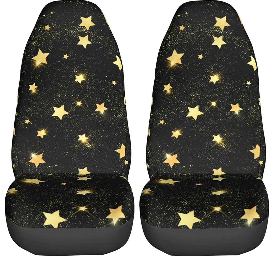 Abstract Gold Stars Universal Front Car Seat Cover