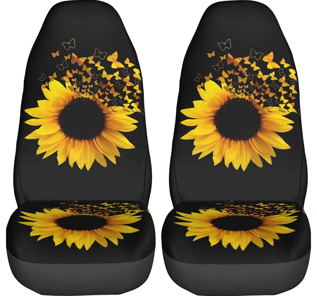 Sunflower Butterfly Flower Universal Front Car Seat Cover