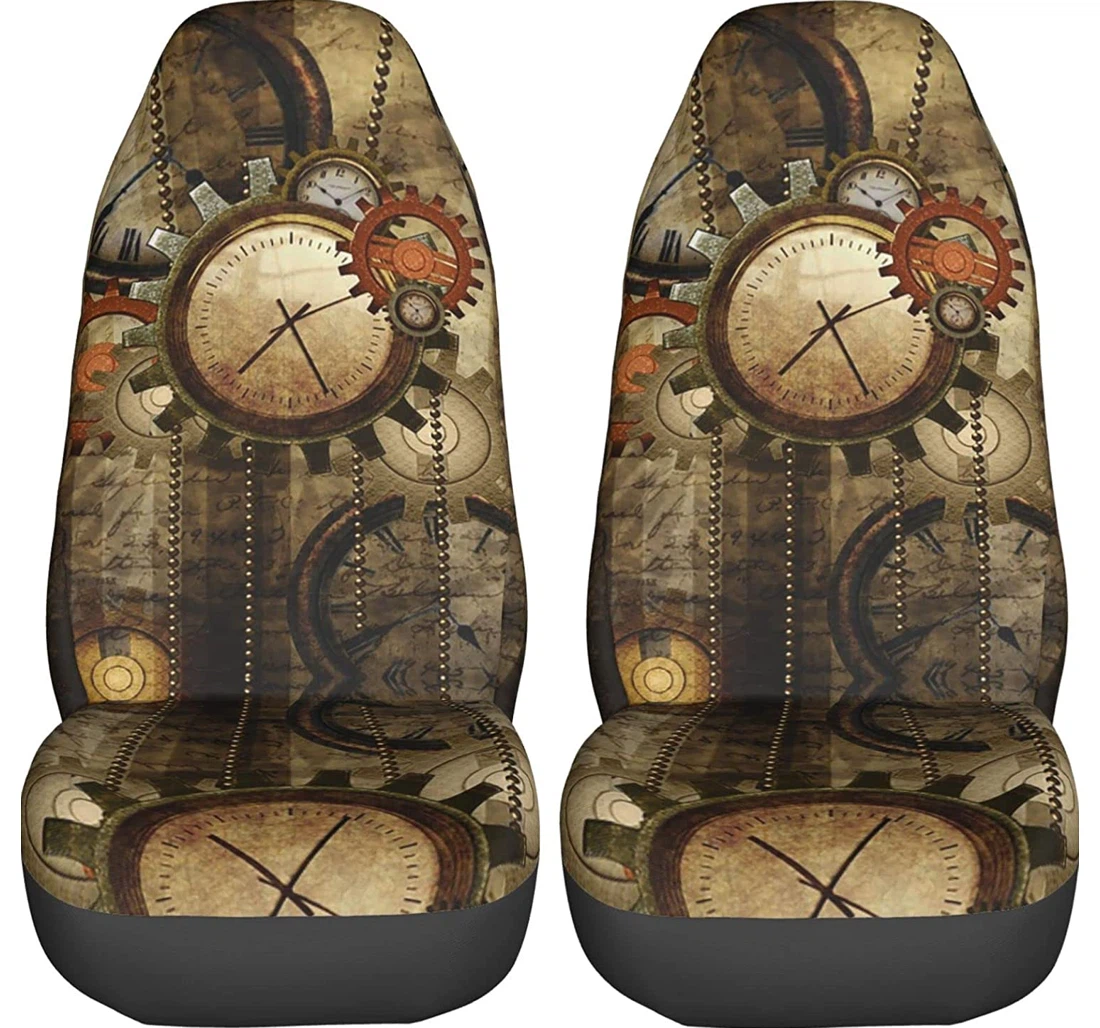 Vintage Steampunk Gears Universal Front Car Seat Cover