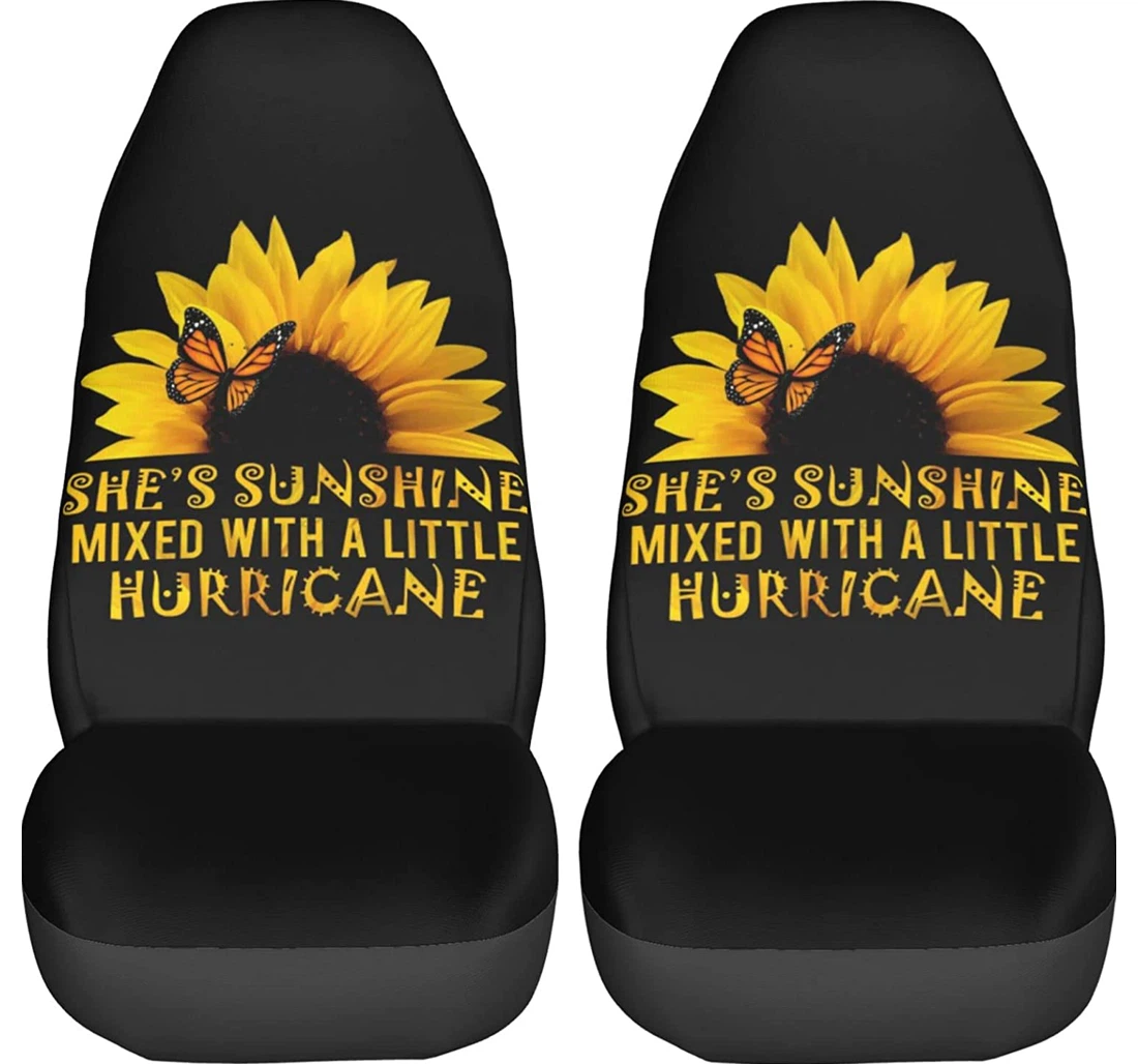 Sunflower Black Universal Front Car Seat Cover