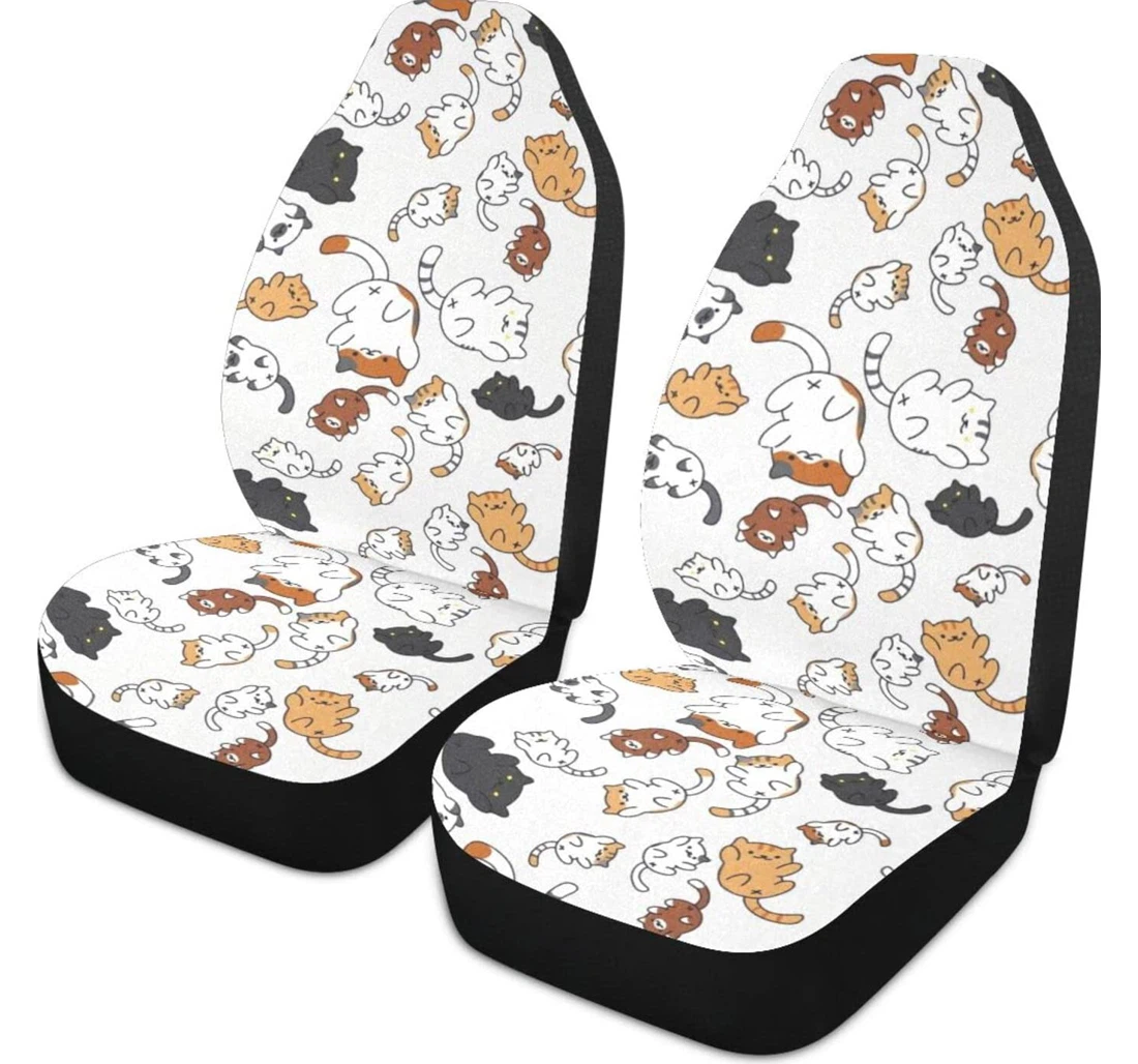 Cute Cartoon Cat Universal Front Car Seat Cover