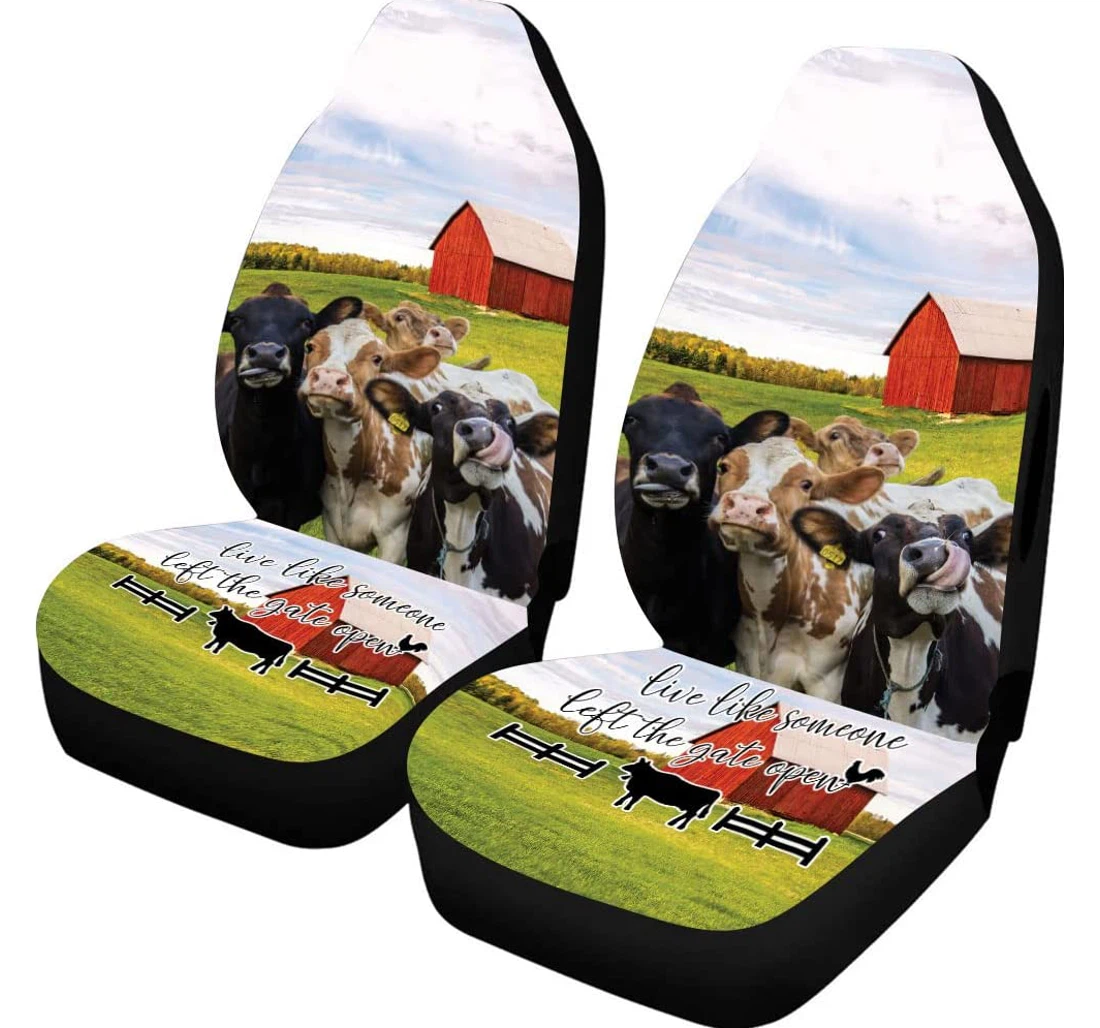 Cow Cattle Live Like Someone Left The Gate Open Decor Farmer Universal Front Car Seat Cover