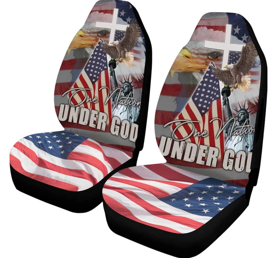 Eagle Usa Flag One Nation Under God American Pride Universal Front Car Seat Cover
