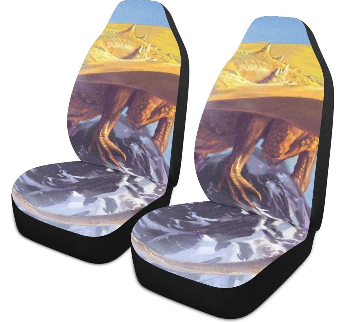Art Painting Dragon Mountain Snow Universal Front Car Seat Cover