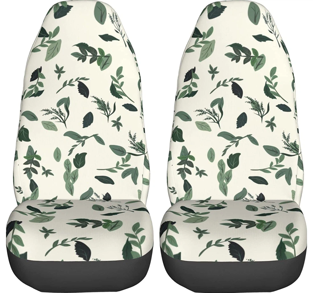 Small Green Leaves Universal Front Car Seat Cover