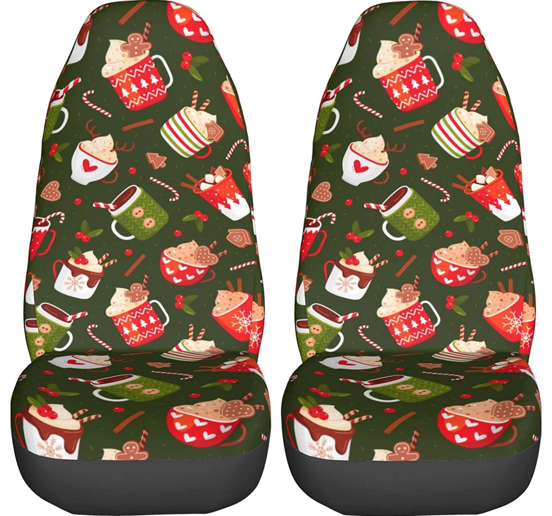 Christmas Mugs Pattern Cartoon Universal Front Car Seat Cover