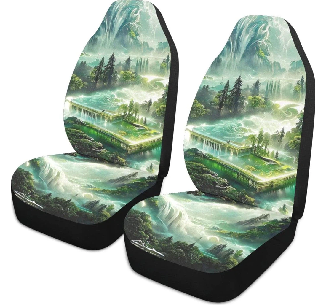 Green Dreamy Scenery Universal Front Car Seat Cover