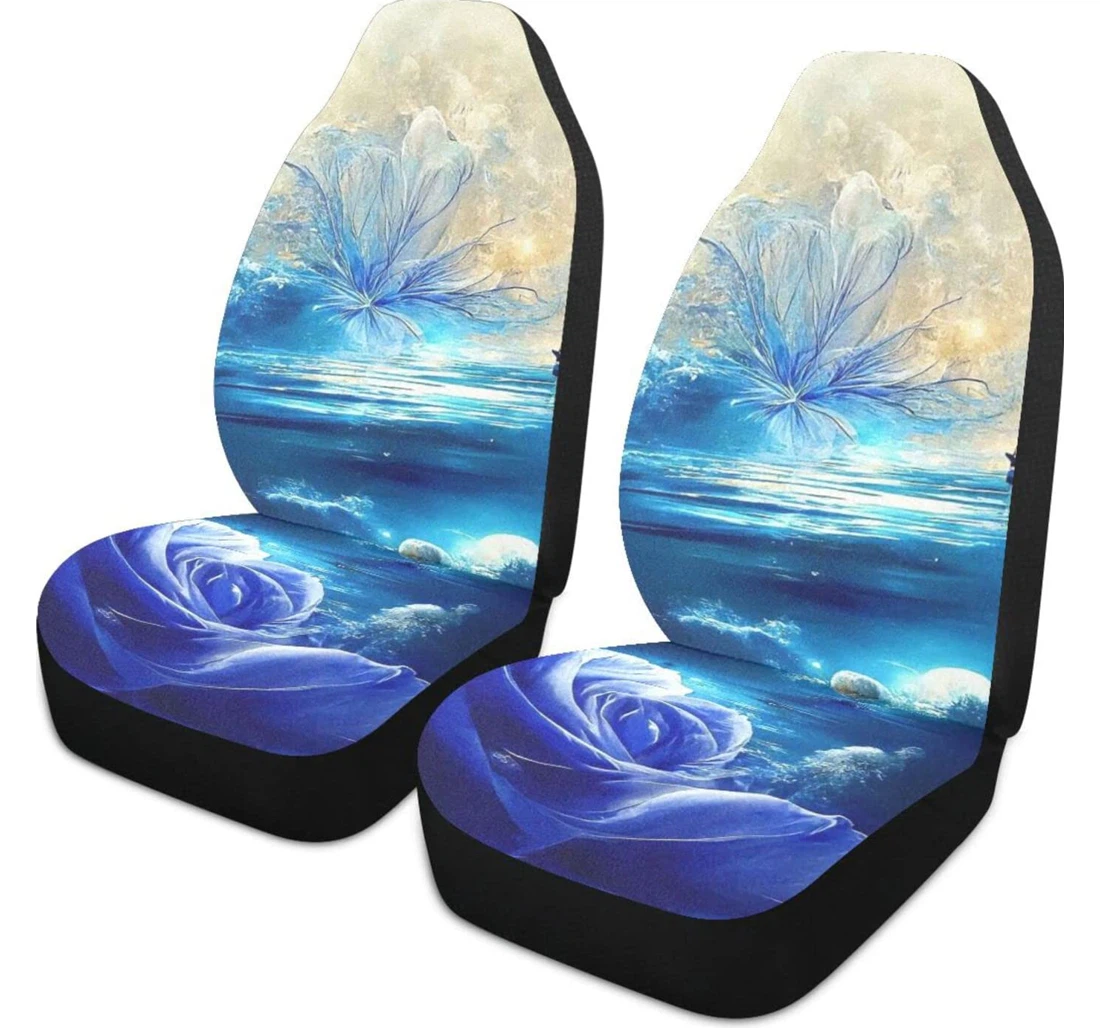 Flowers Boats Under The Moon Universal Front Car Seat Cover