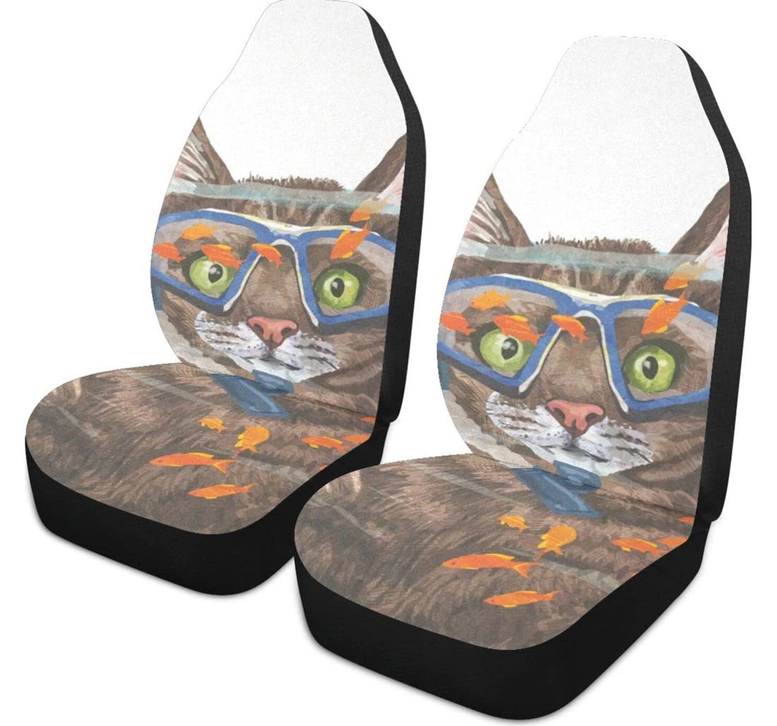 Diving Cat Universal Front Car Seat Cover