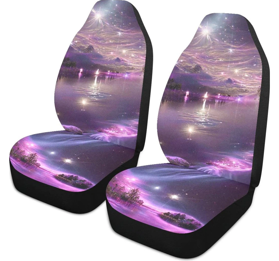 River Under The Purple Starry Sky Universal Front Car Seat Cover