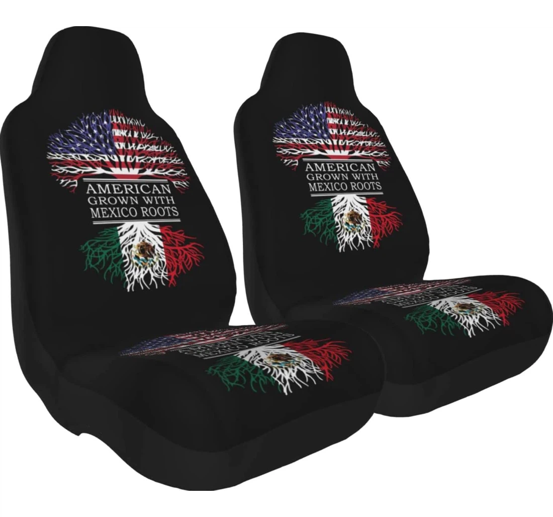 American Grown With Mexico Roots Universal Front Car Seat Cover